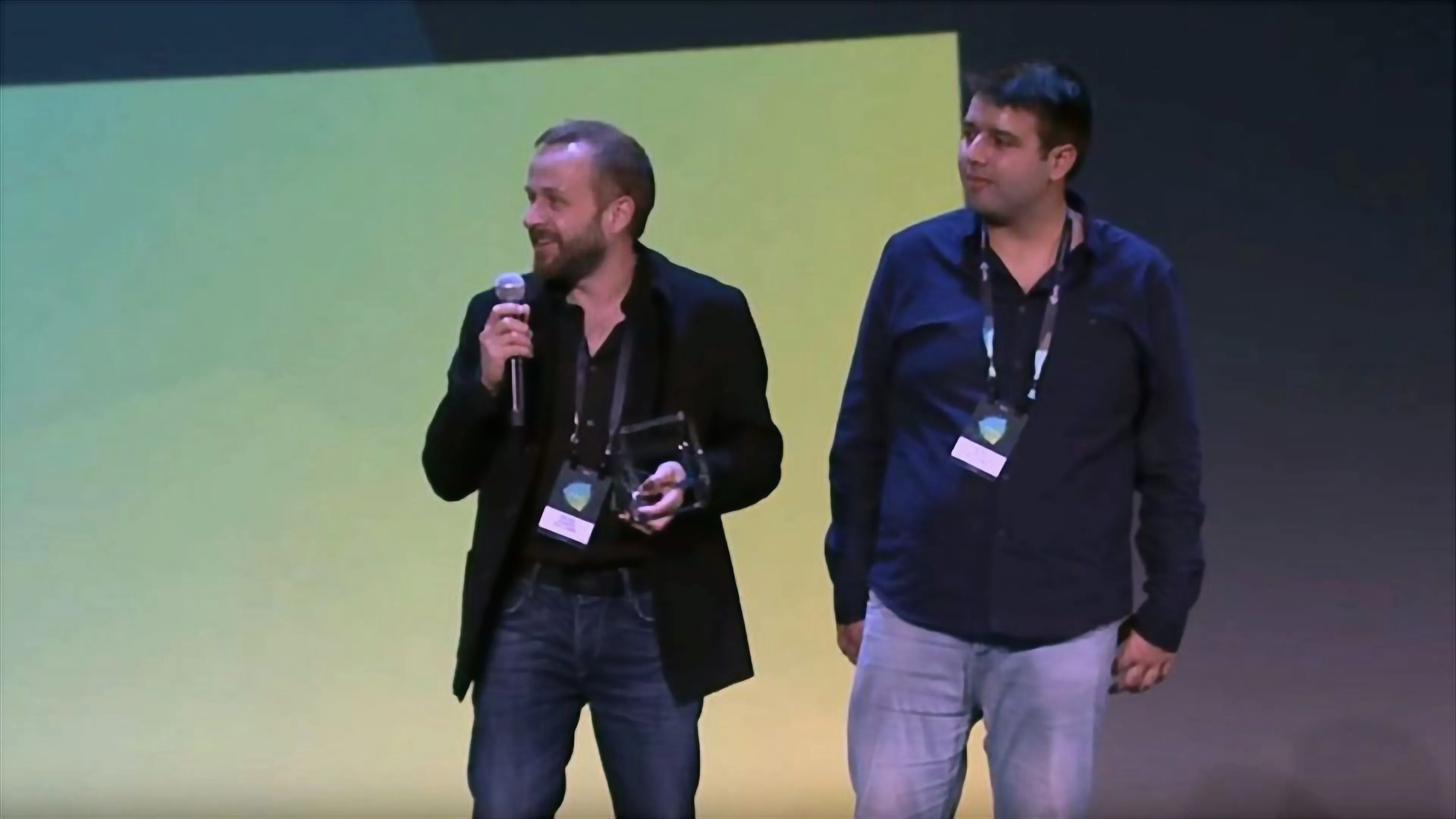 Real Games team receiving the Unity Award 2016 for Best Simulation