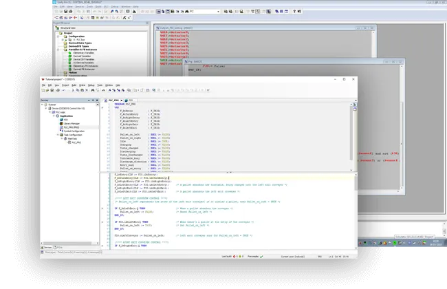 Schneider Unity Pro and CODESYS programming windows